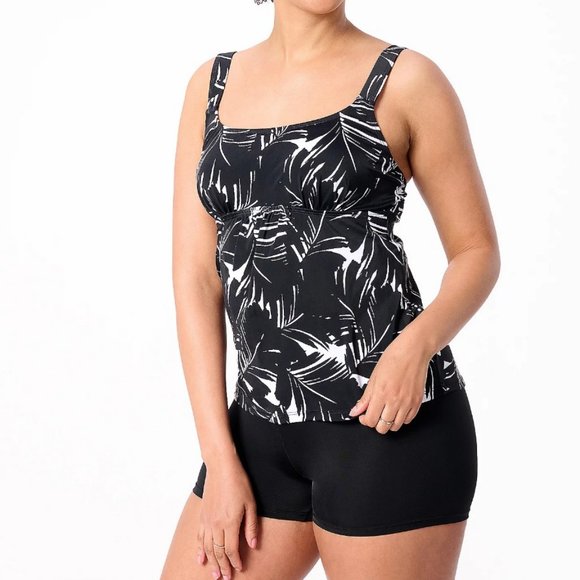 Kim Gravel x Swimsuits For All Scoop Neck Tankini Top w/ Bike Shorts  6662 - Picture 1 of 2